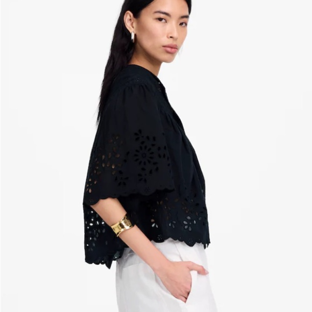 Madewell Embroidered Shirted Henley Top NWT - Picture 2 of 4